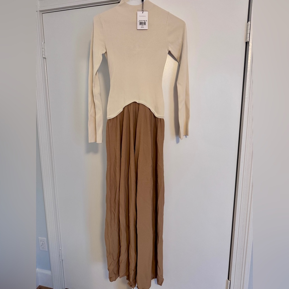 Solid & Striped - NWT - Small - two tone cream and camel maxi dress